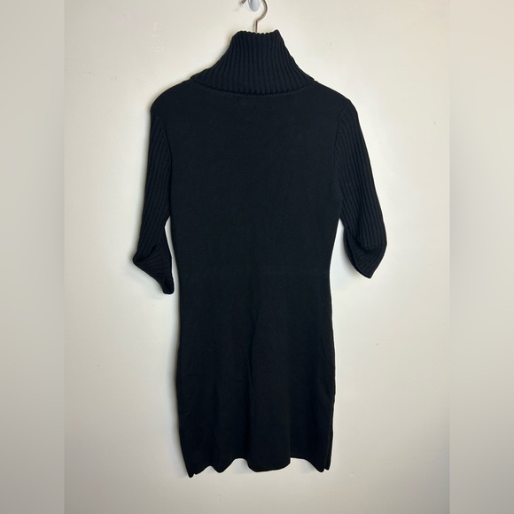 Perse Wool Turtleneck Knit Midi Dress Black Color Size M old Money Stretch - Picture 2 of 13